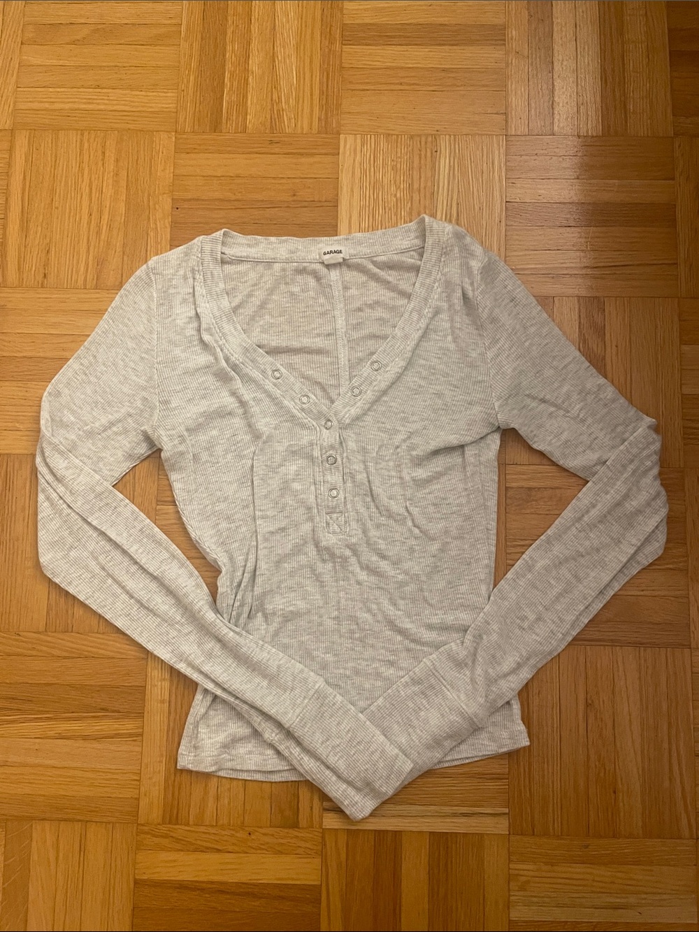 Garage Soft Ribbed Henley - Grey